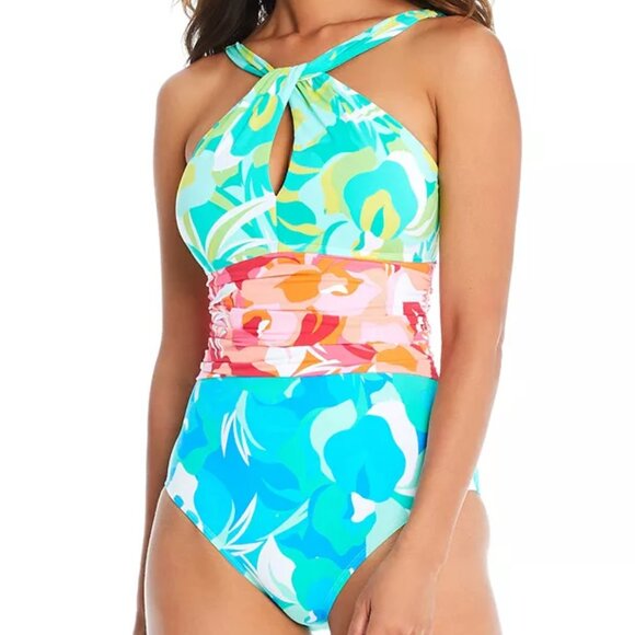Bleu by Rod Beattie High Neck Cutout Detail Swimsuit NWT Sz 12 - Picture 2 of 9